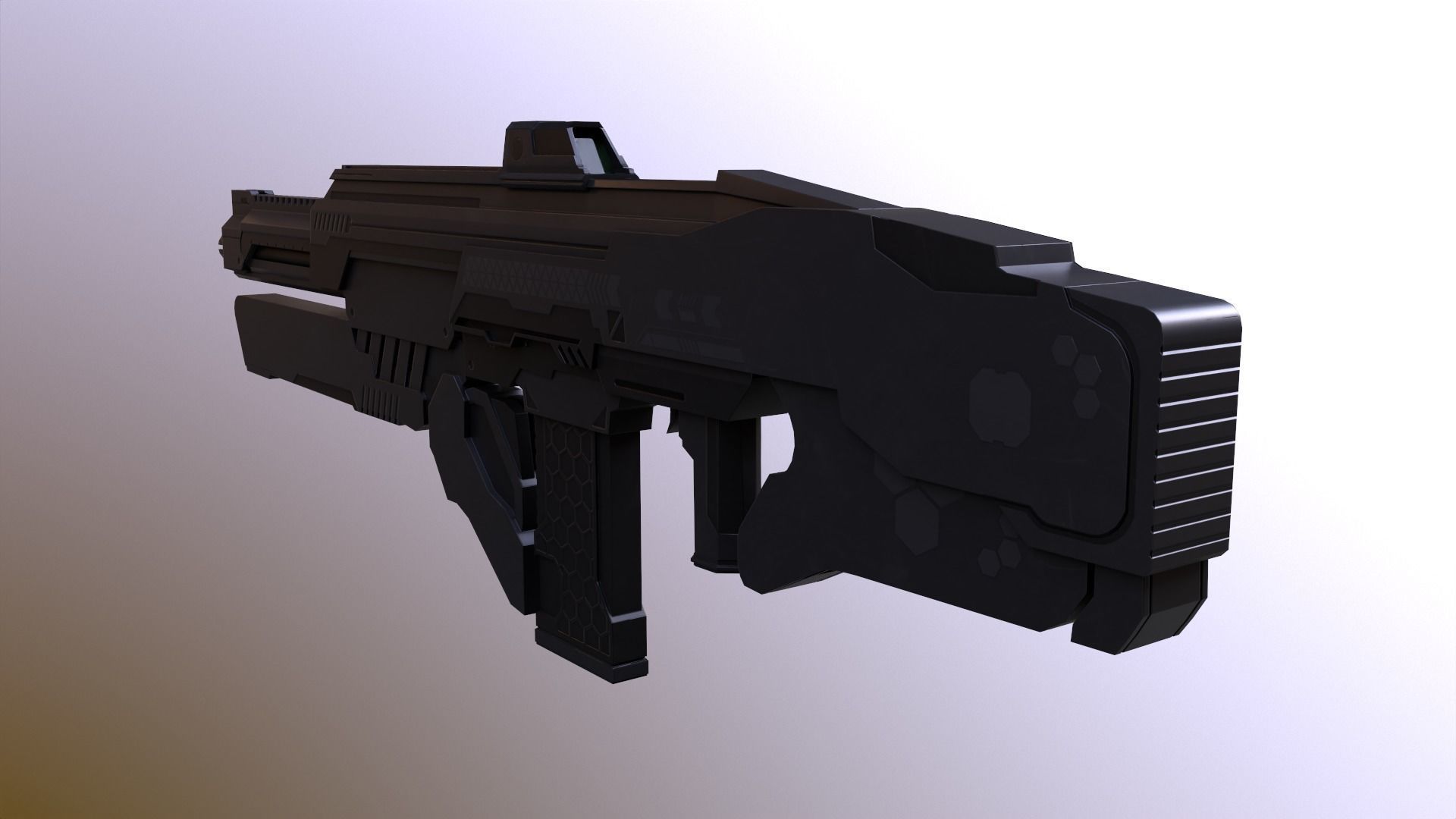 Sci-Fi Assault Rifle - Low-poly and High-poly 3d Model Low-poly 3D model_13