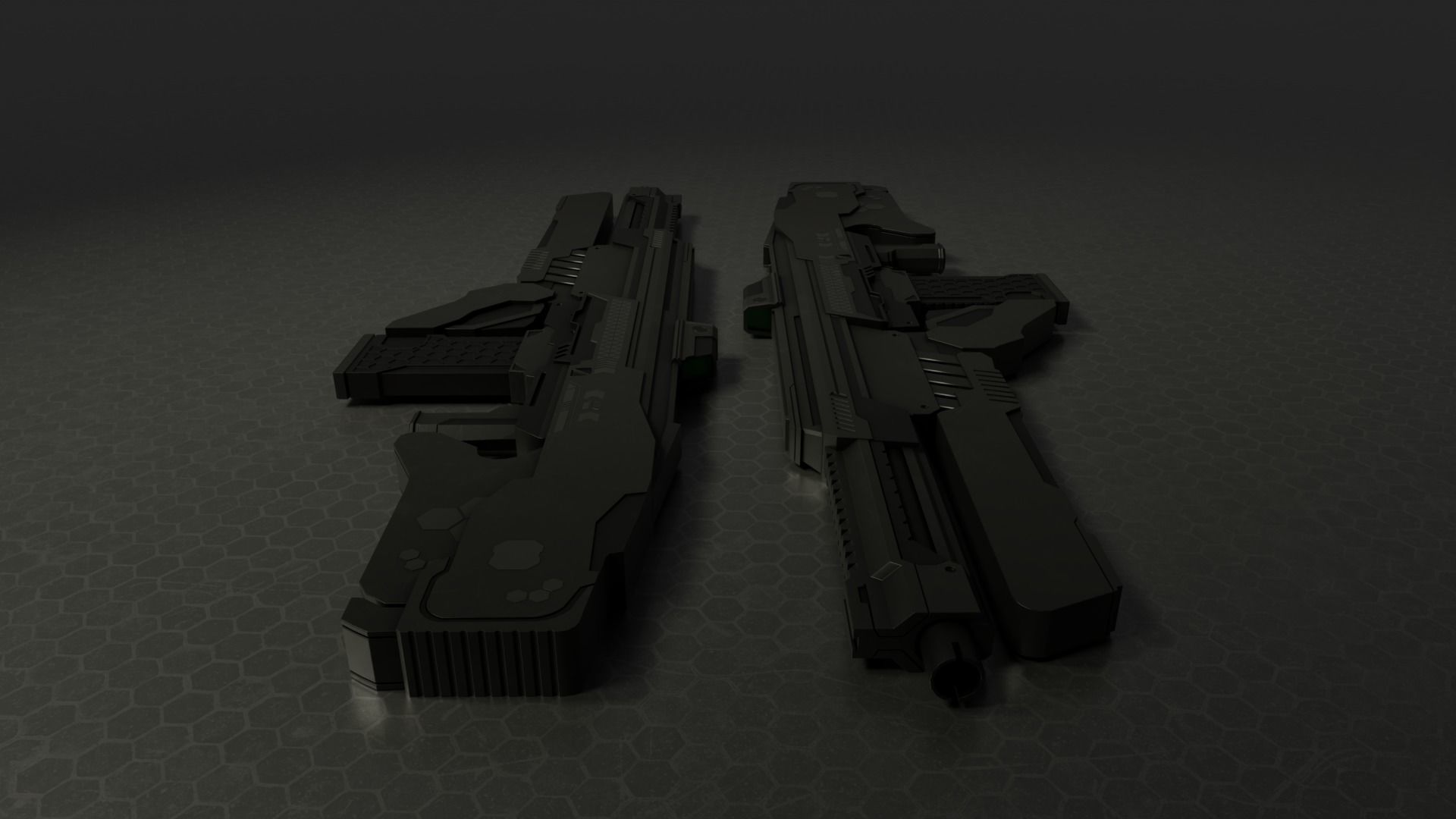 Sci-Fi Assault Rifle - Low-poly and High-poly 3d Model Low-poly 3D model_3