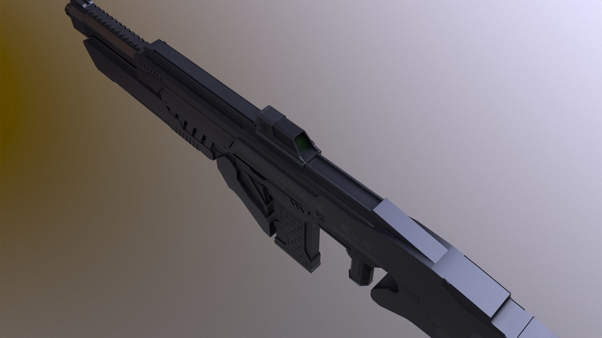 Sci-Fi Assault Rifle - Low-poly and High-poly 3d Model Low-poly 3D model_12