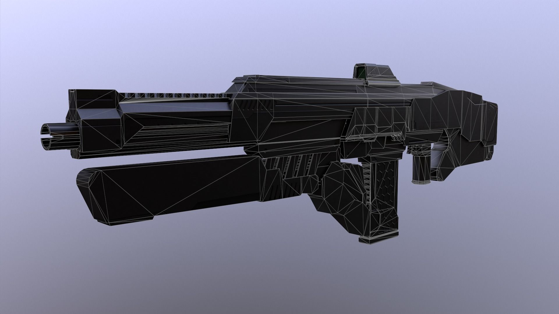 Sci-Fi Assault Rifle - Low-poly and High-poly 3d Model Low-poly 3D model_15