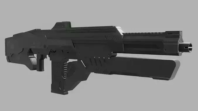 Sci-Fi Assault Rifle - Low-poly and High-poly 3d Model