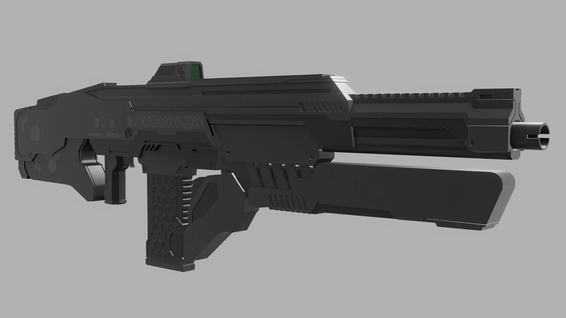 Sci-Fi Assault Rifle - Low-poly and High-poly 3d Model Low-poly 3D model_0