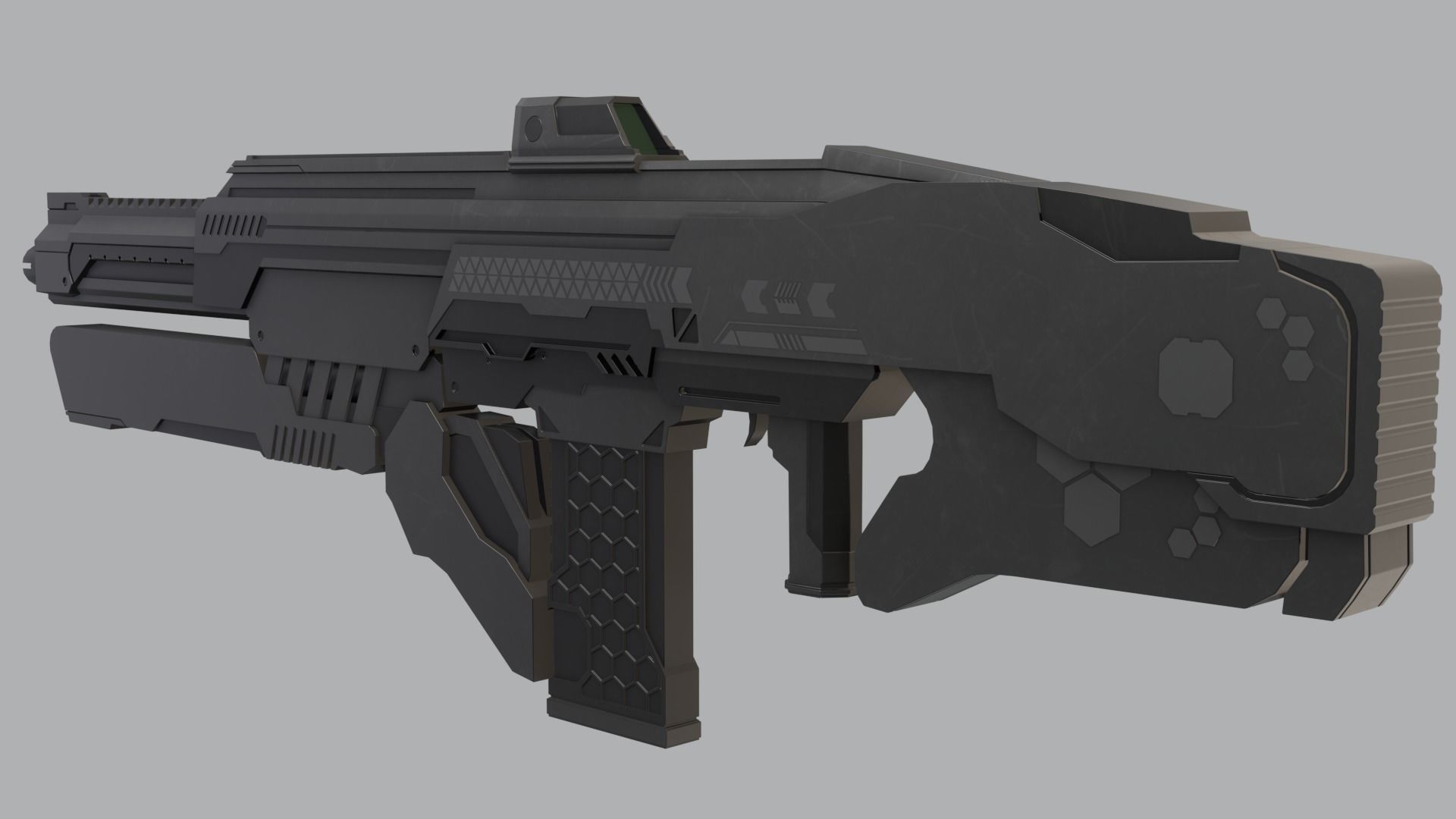 Sci-Fi Assault Rifle - Low-poly and High-poly 3d Model Low-poly 3D model_5