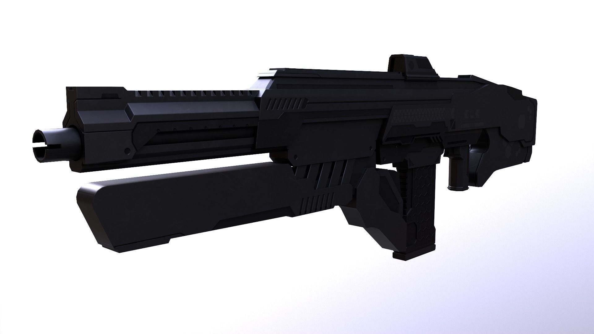 Sci-Fi Assault Rifle - Low-poly and High-poly 3d Model Low-poly 3D model_9