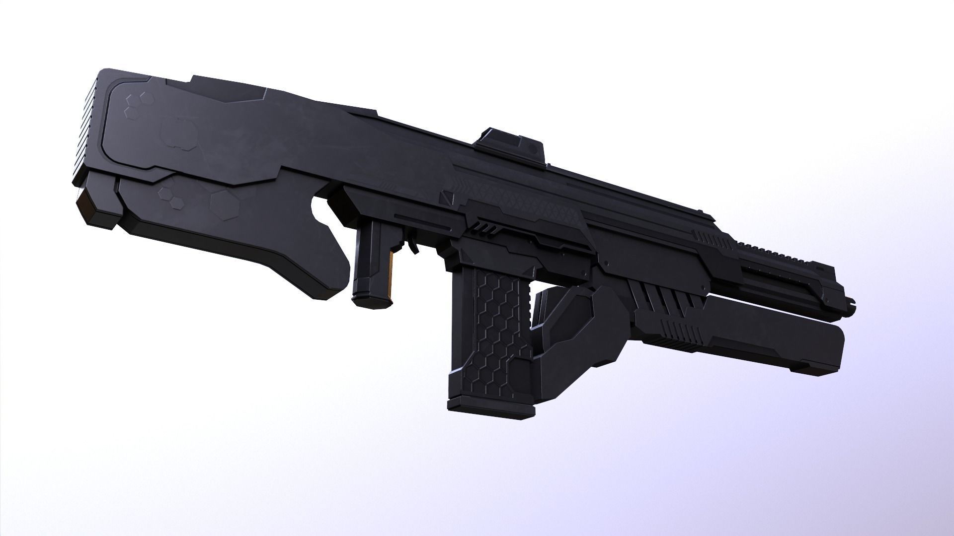 Sci-Fi Assault Rifle - Low-poly and High-poly 3d Model Low-poly 3D model_11