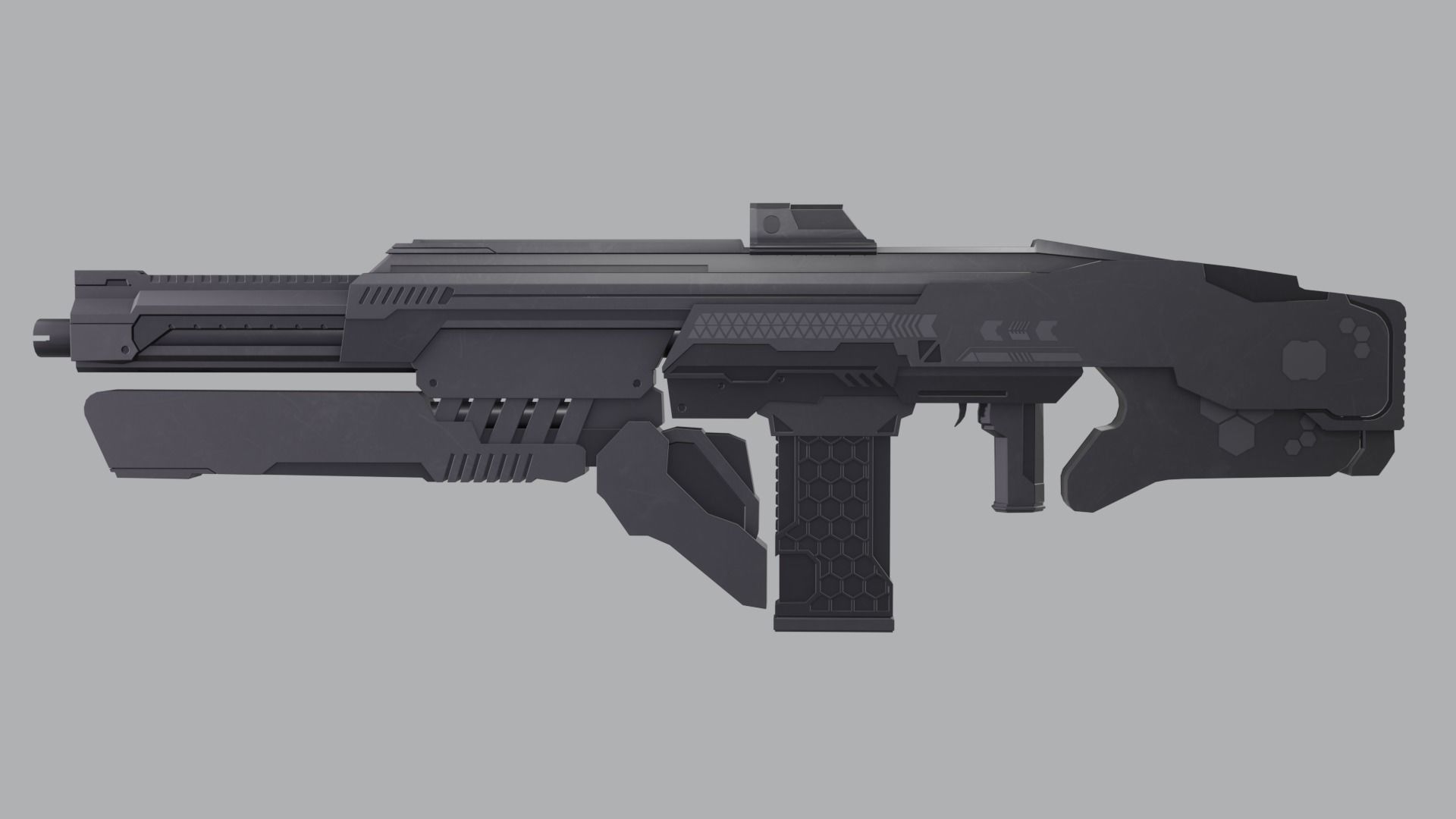 Sci-Fi Assault Rifle - Low-poly and High-poly 3d Model Low-poly 3D model_4