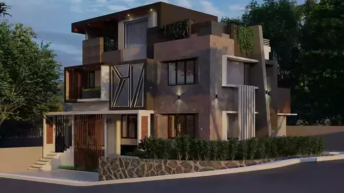 simple two story house 3D model 3D model 3D model