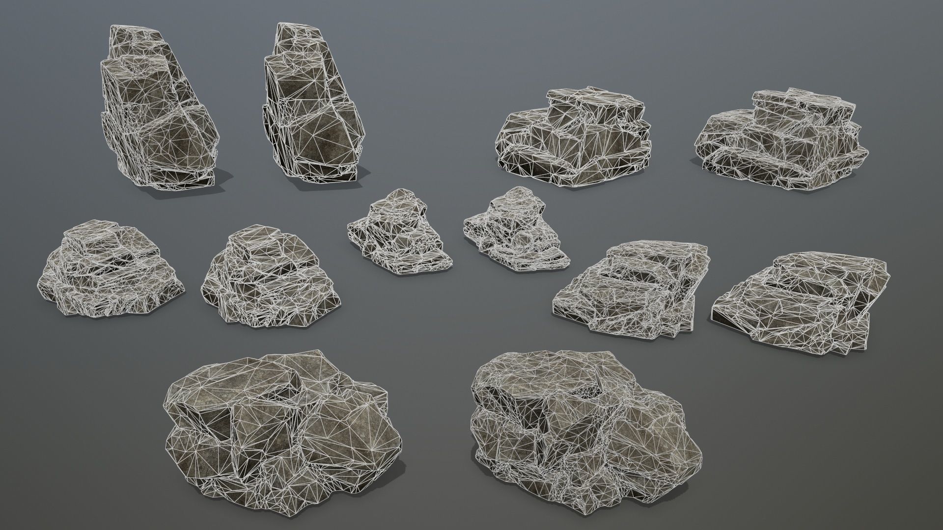 Rock Set Low-poly 3D model_14