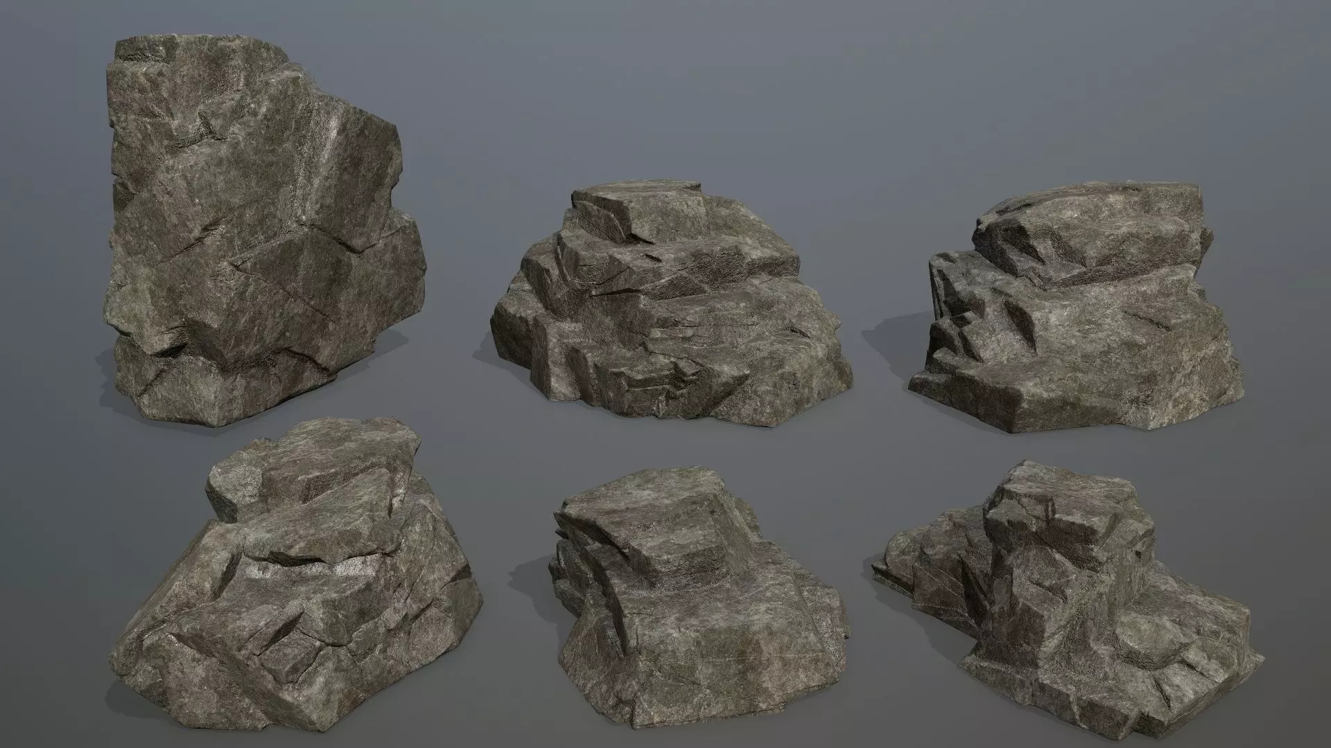 Rock Set Low-poly 3D model_0