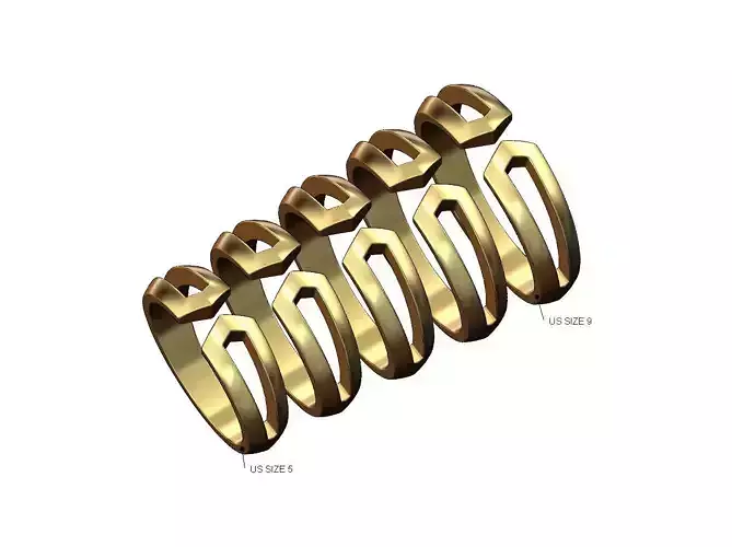 Open work triangular fashion ring US sizes 5to9