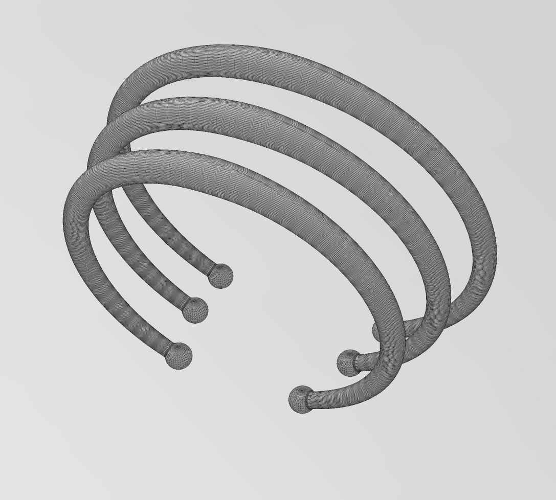 Vintag beaded horn cuff bracelet 3D print model_13