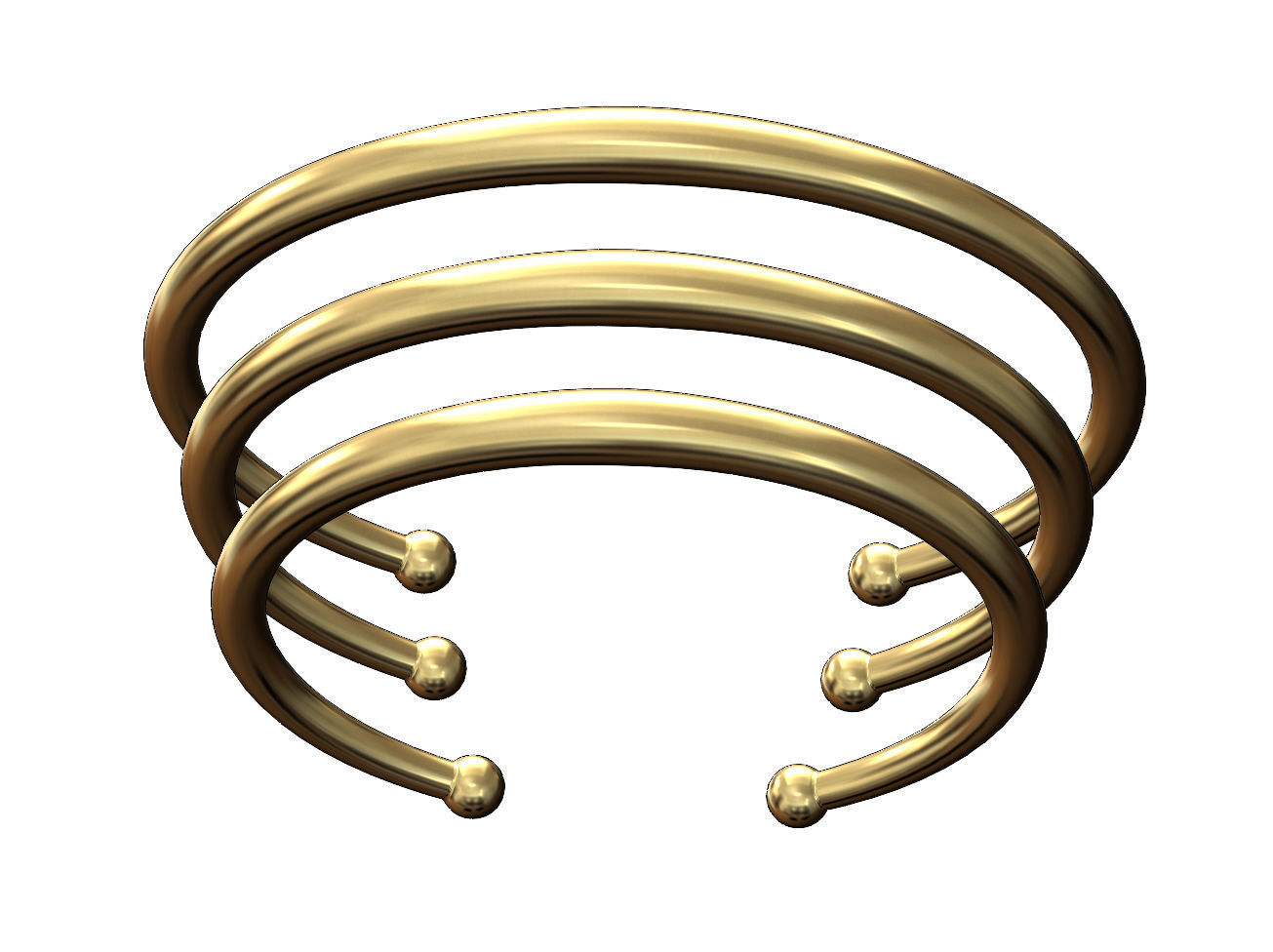 Vintag beaded horn cuff bracelet 3D print model_4