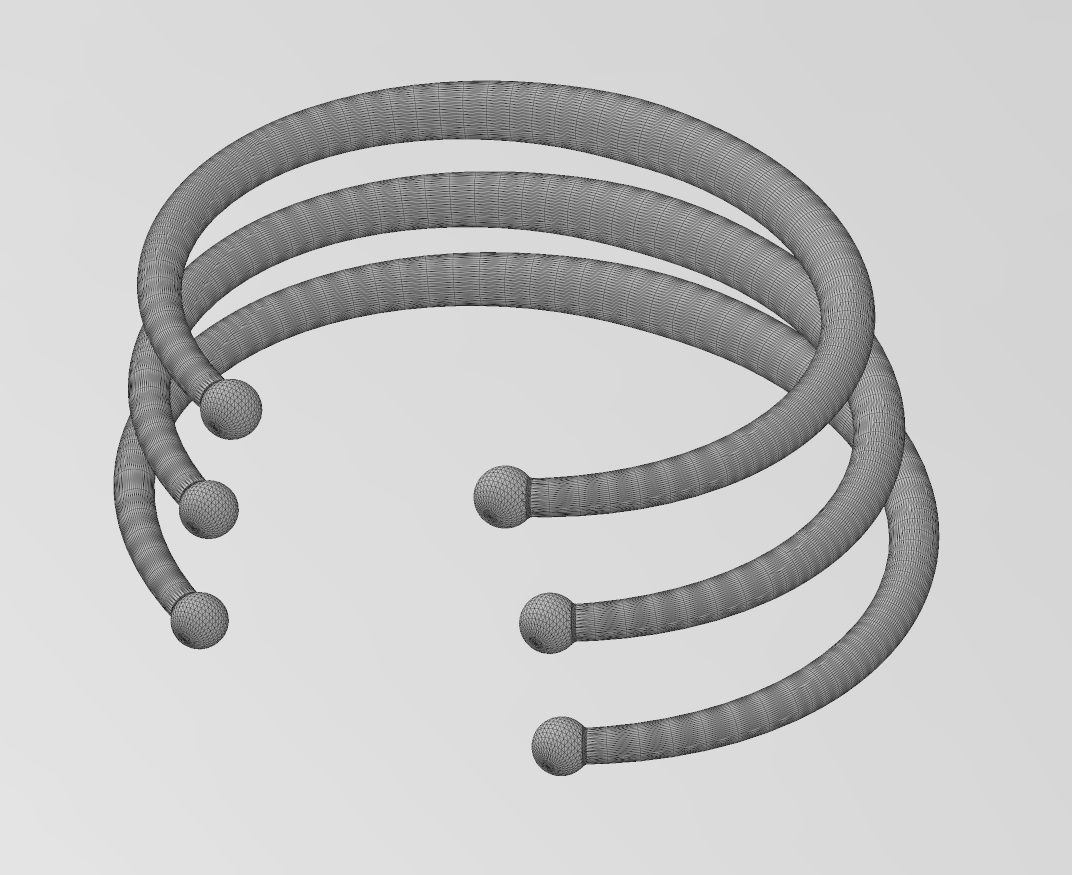 Vintag beaded horn cuff bracelet 3D print model_14