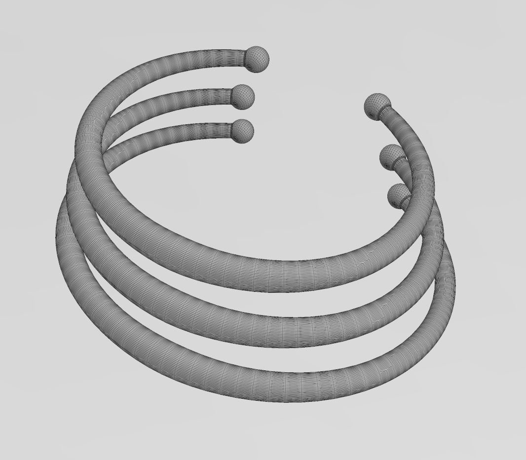 Vintag beaded horn cuff bracelet 3D print model_15