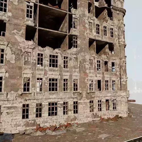 8K and 4K mixed  Detailed Ruined Building 3D model