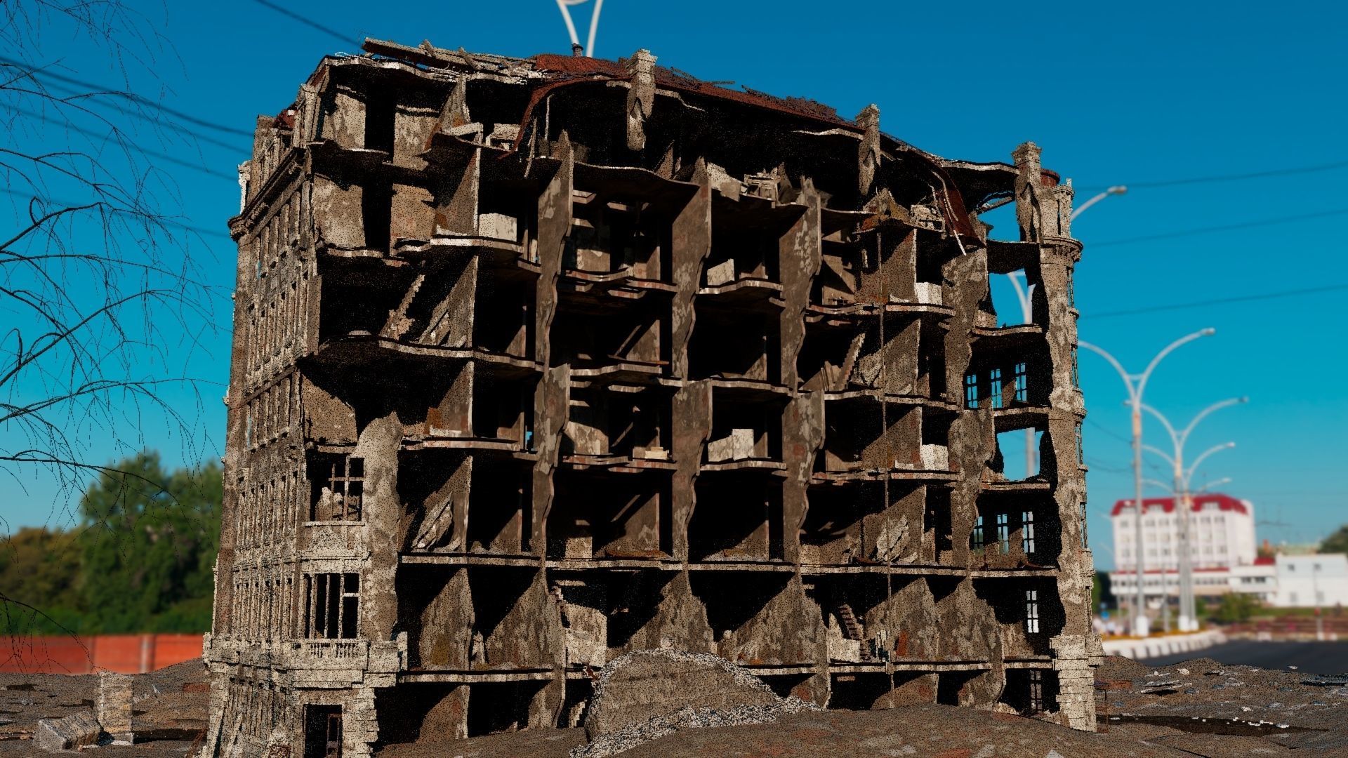 8K and 4K mixed  Detailed Ruined Building 3D model_7