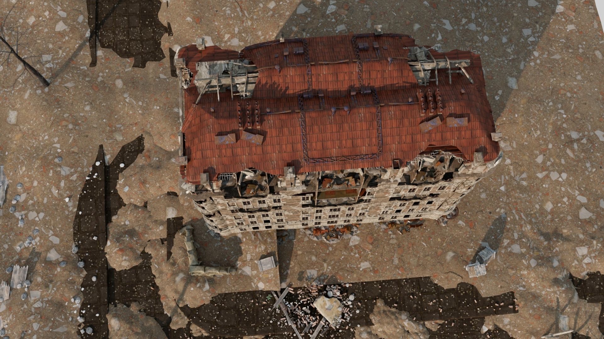 8K and 4K mixed  Detailed Ruined Building 3D model_1