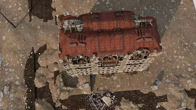 8K and 4K mixed  Detailed Ruined Building 3D model 2