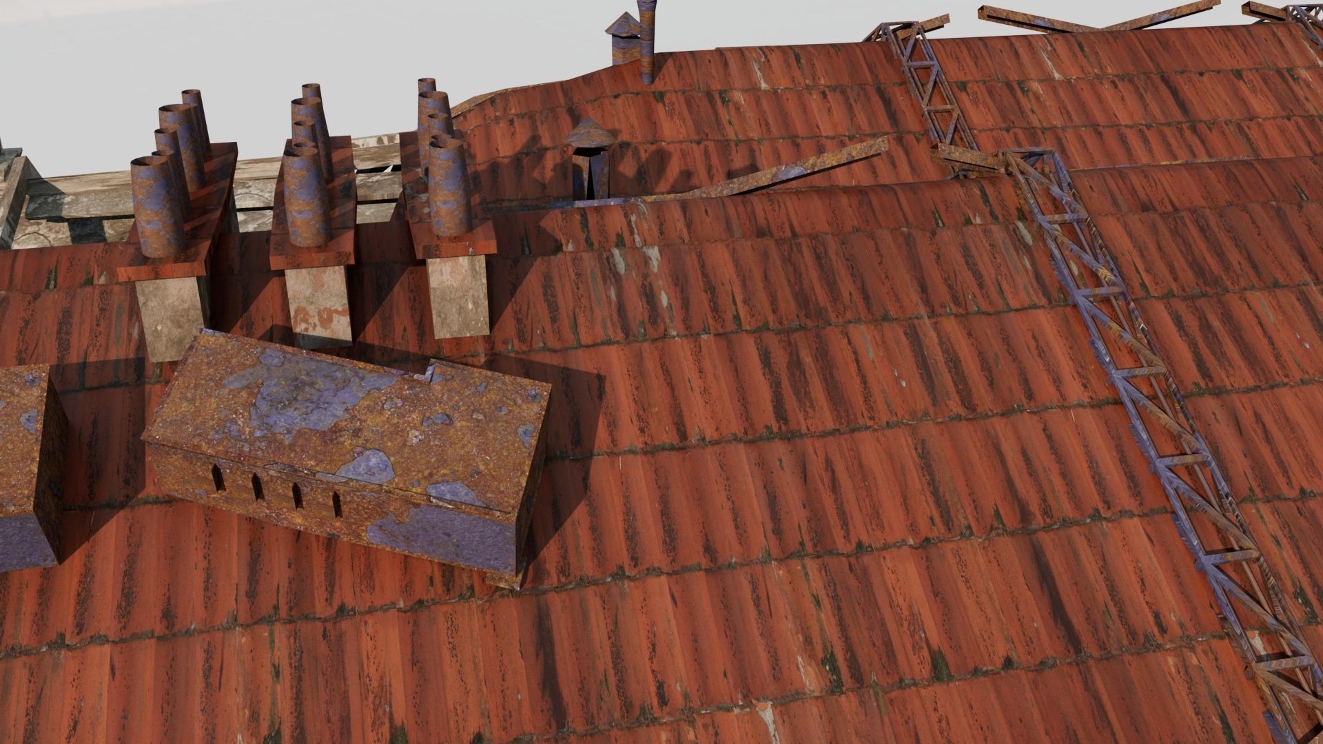8K and 4K mixed  Detailed Ruined Building 3D model_5