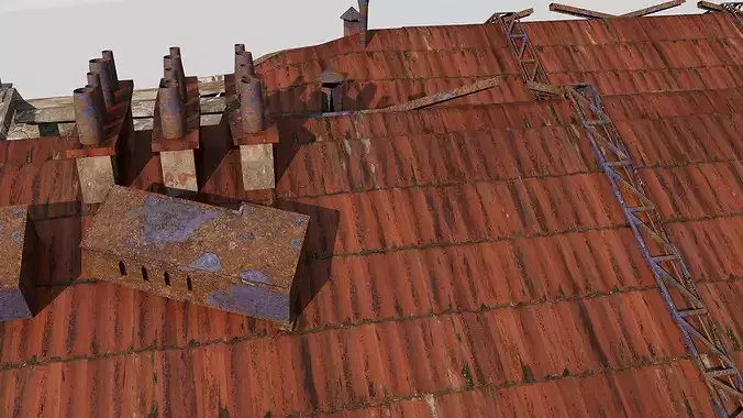 8K and 4K mixed  Detailed Ruined Building 3D model 6