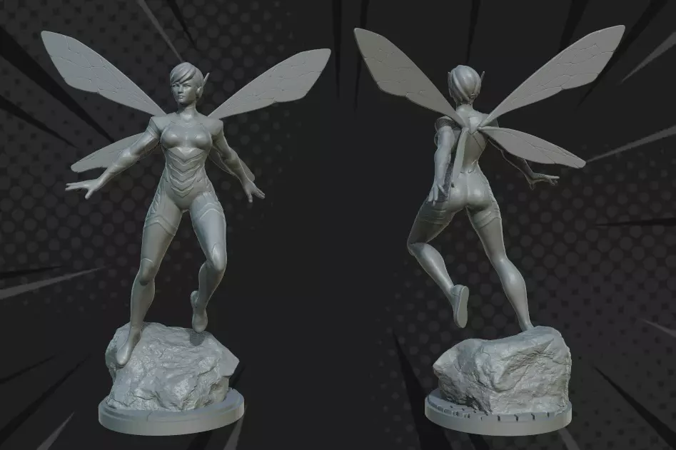 Marvel crisis protocol Wasp presupported included 3D print model_0
