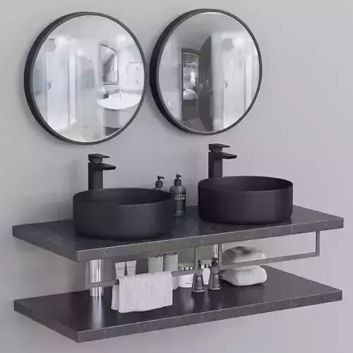Bathroom Furniture set 01-High poly
