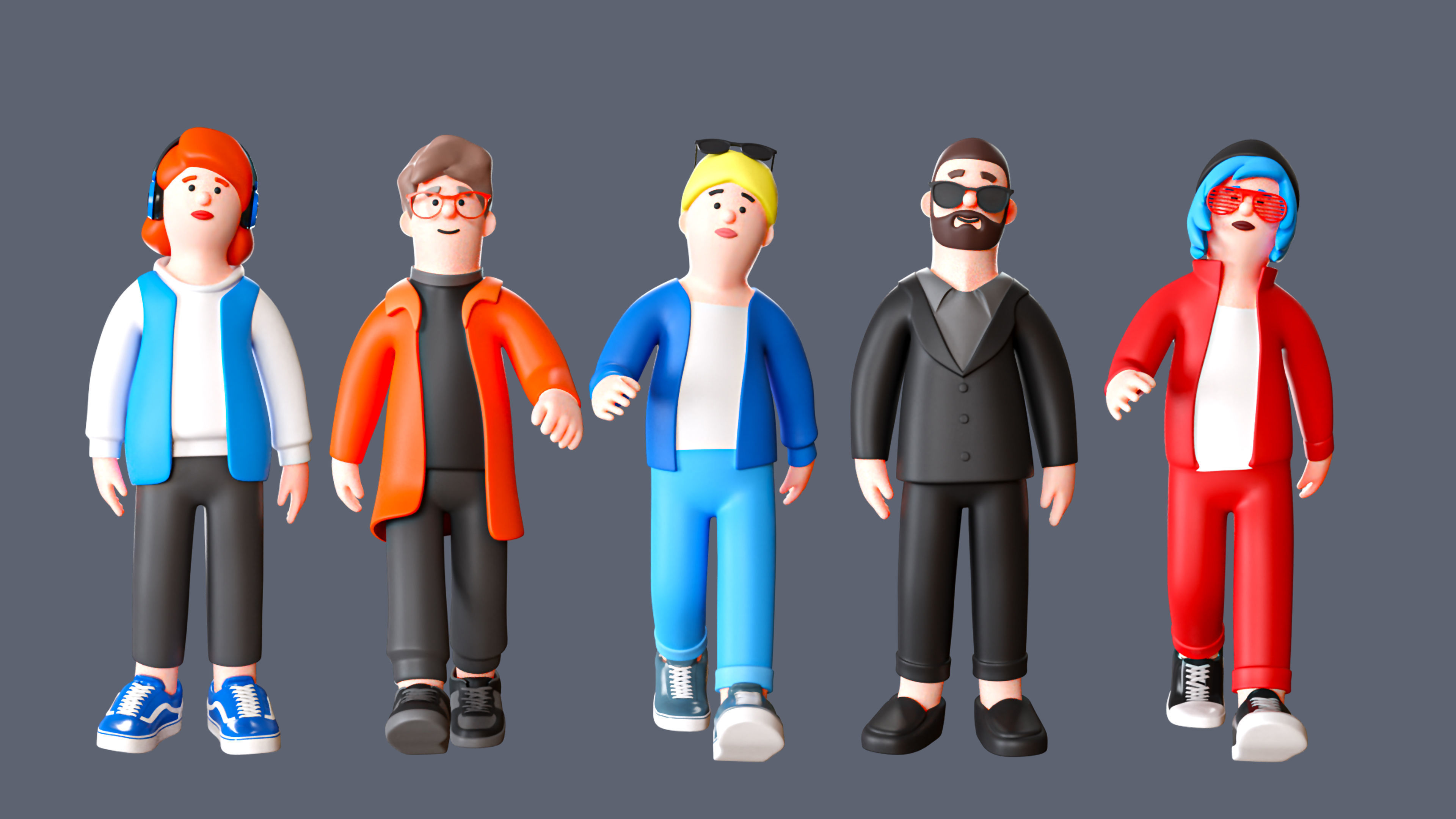 Cartoon Characters 2 Low-poly 3D model_4