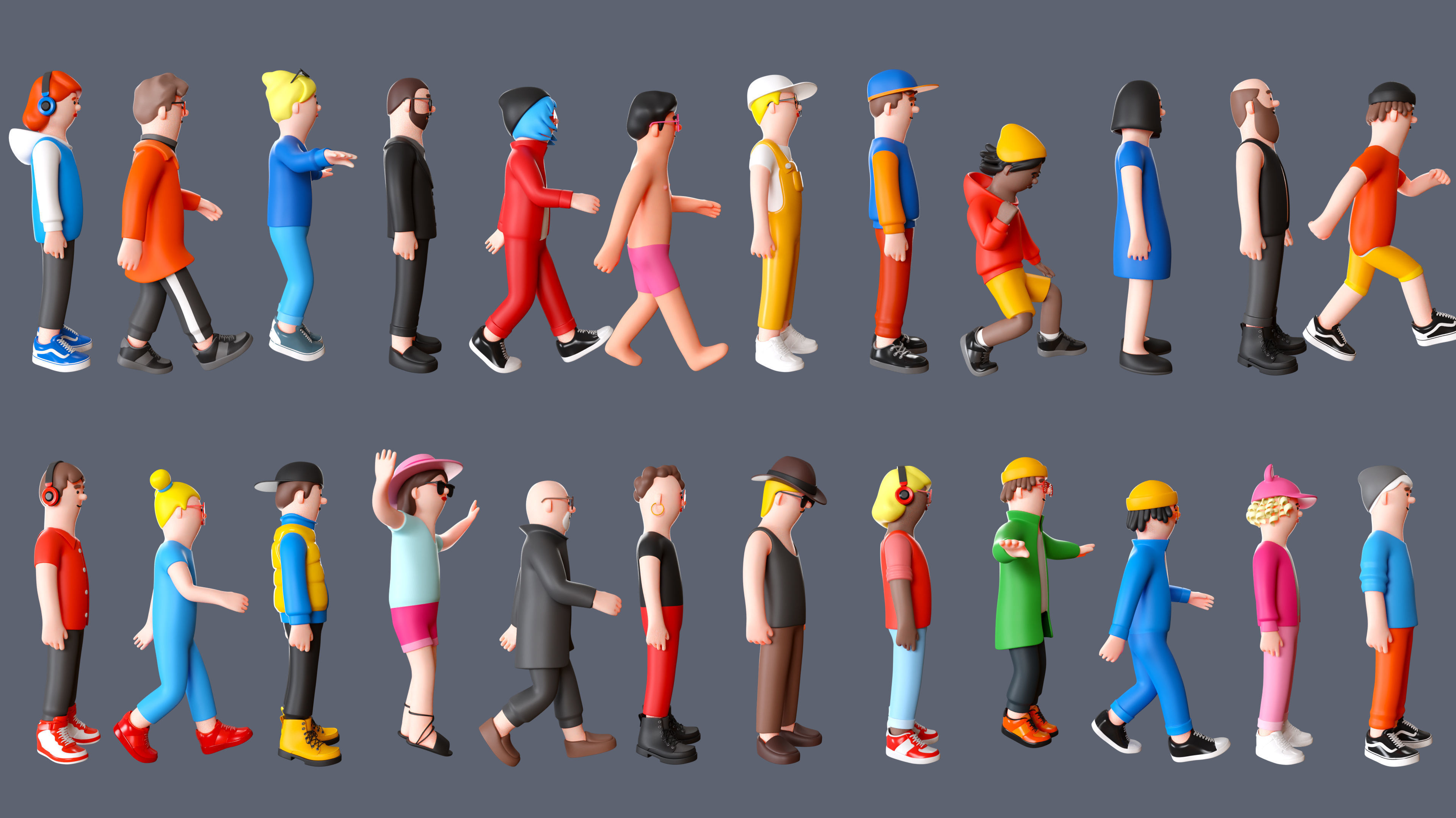 Cartoon Characters 2 Low-poly 3D model_2