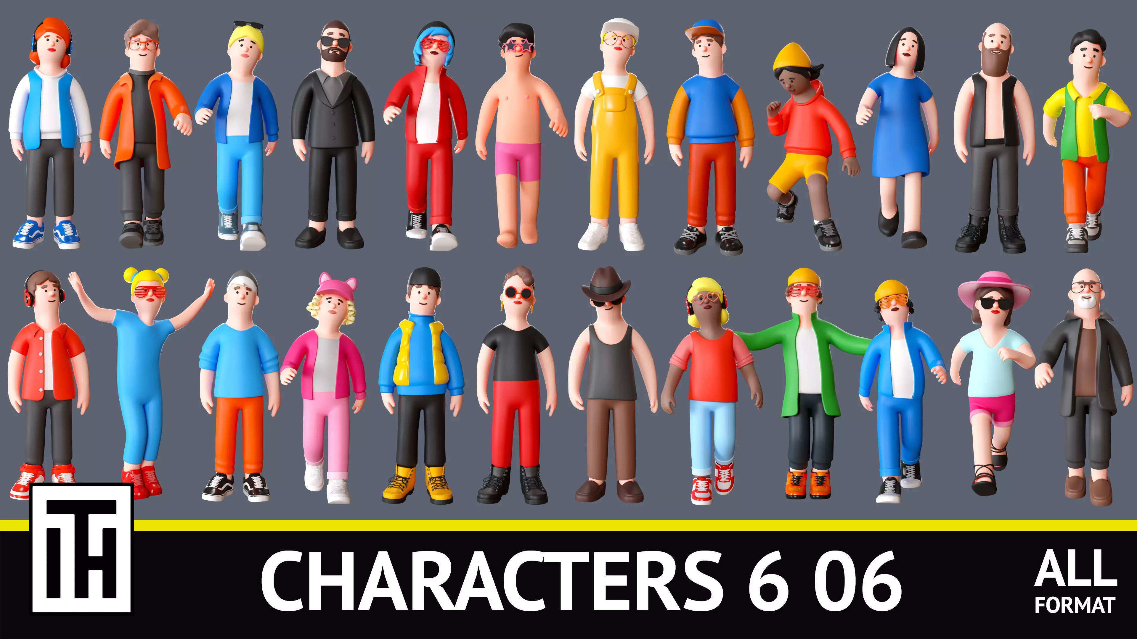 Cartoon Characters 2 Low-poly 3D model_0