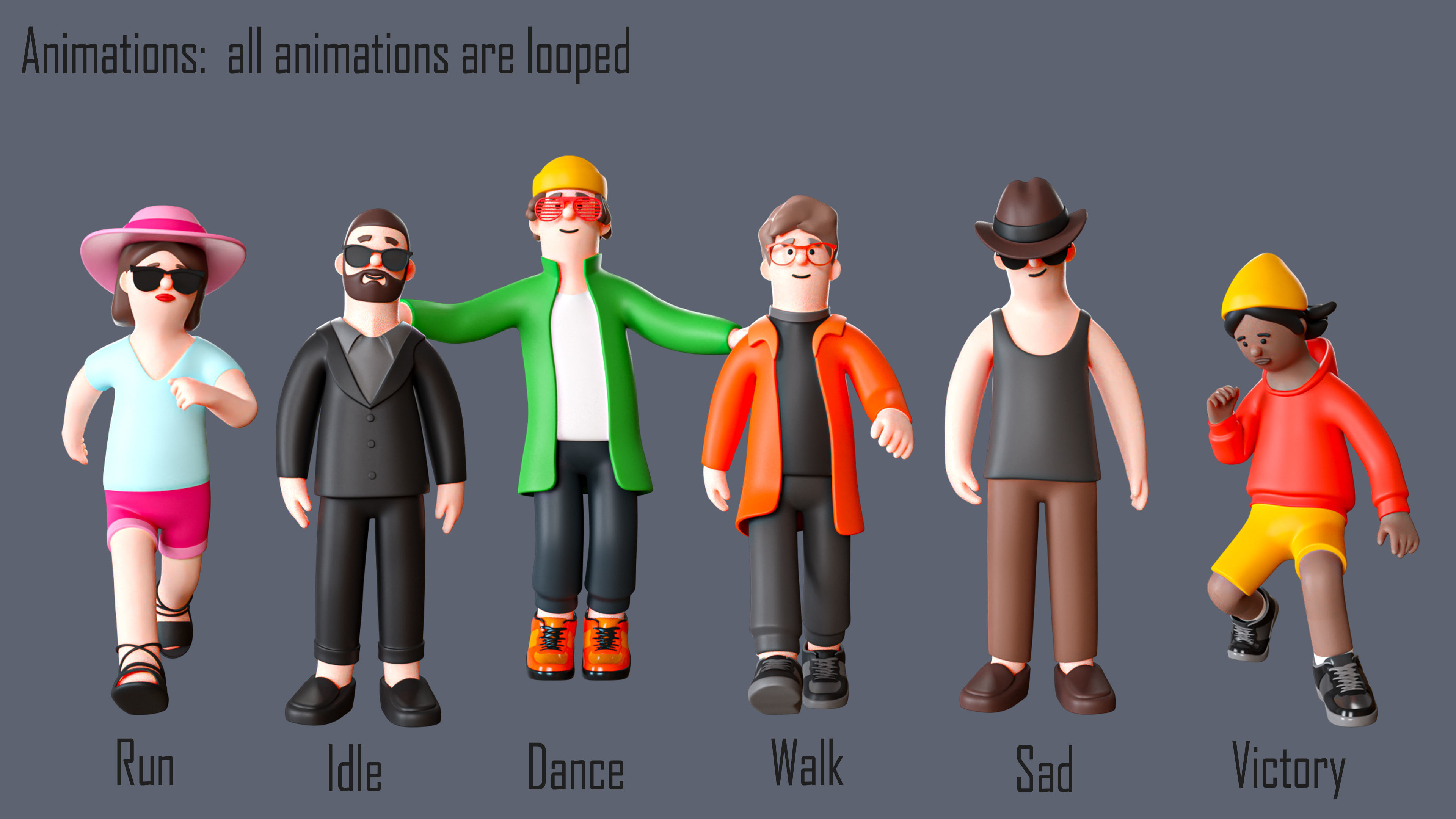 Cartoon Characters 2 Low-poly 3D model_3