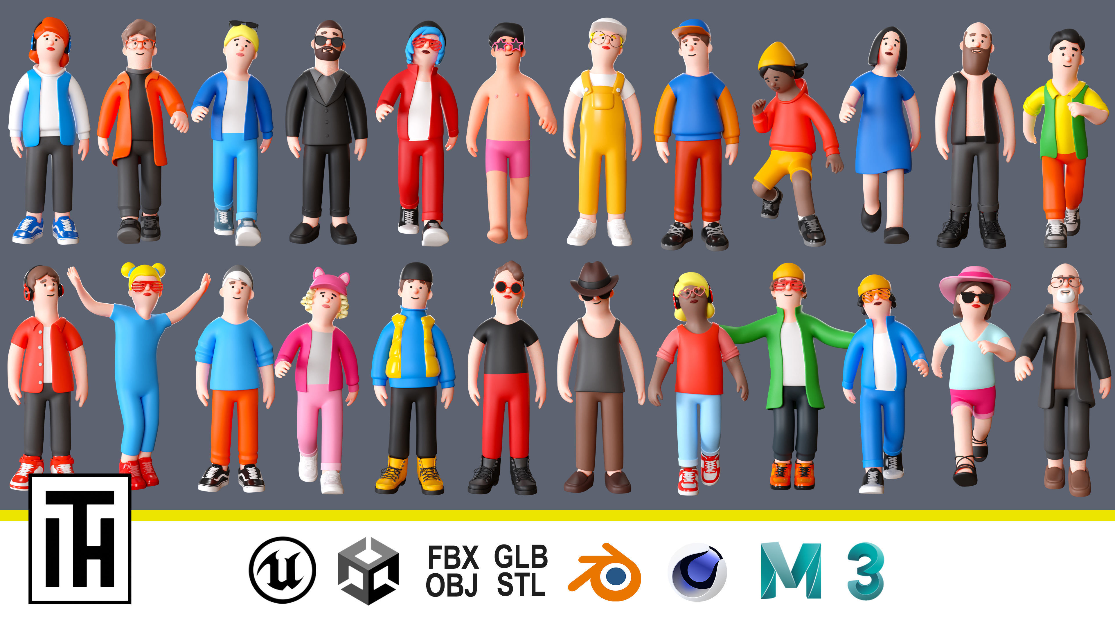 Cartoon Characters 2 Low-poly 3D model_1