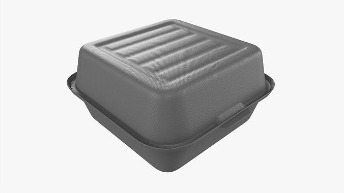 Take-away compostable container closed gray 3D model