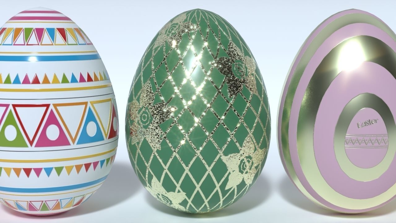 Easter Eggs 11 Different Designs  Low-poly 3D model_17