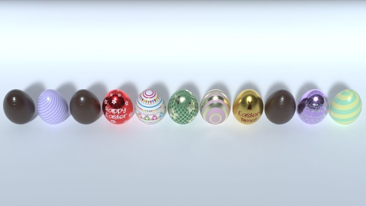 Easter Eggs 11 Different Designs  Low-poly 3D model_8