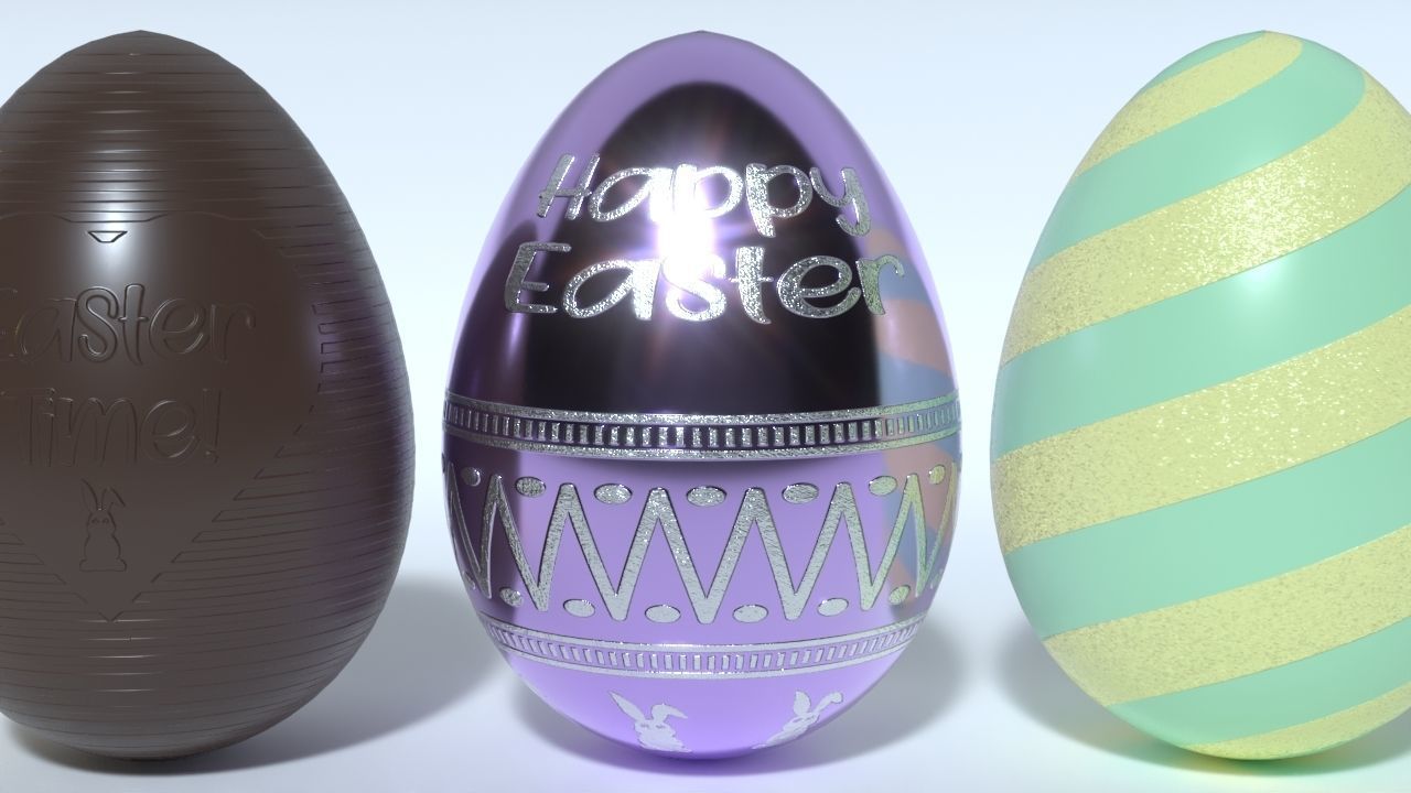 Easter Eggs 11 Different Designs  Low-poly 3D model_21