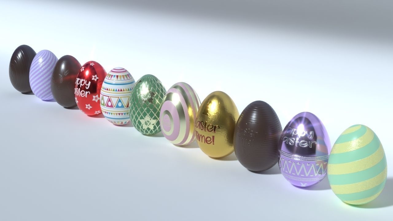 Easter Eggs 11 Different Designs  Low-poly 3D model_4