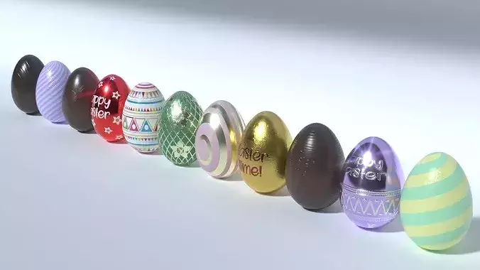 Easter Eggs 11 Different Designs  Low-poly 3D model 3
