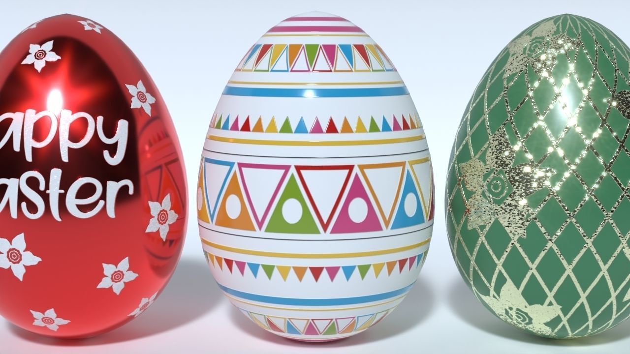 Easter Eggs 11 Different Designs  Low-poly 3D model_16