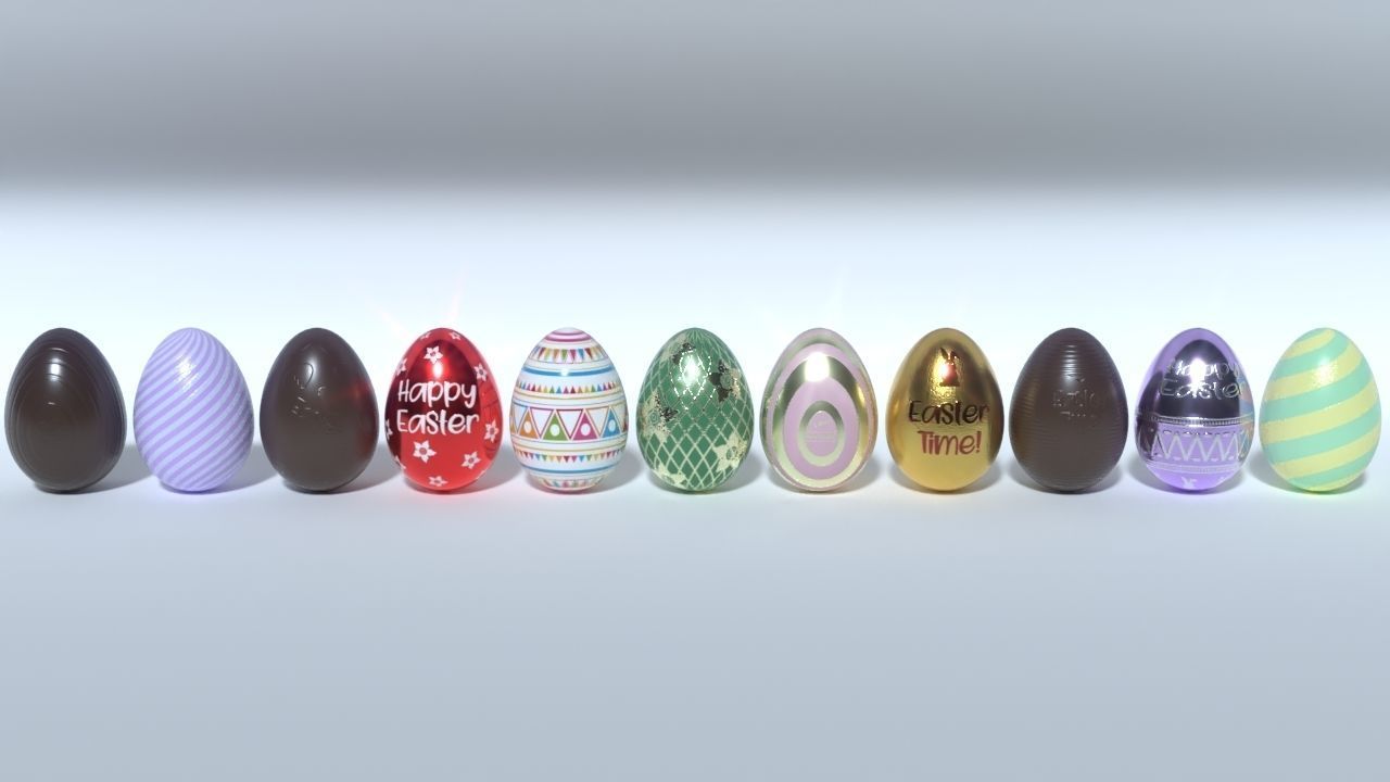 Easter Eggs 11 Different Designs  Low-poly 3D model_6