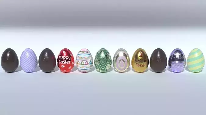 Easter Eggs 11 Different Designs  Low-poly 3D model 5