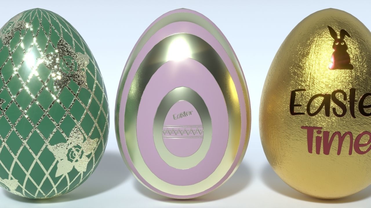 Easter Eggs 11 Different Designs  Low-poly 3D model_18
