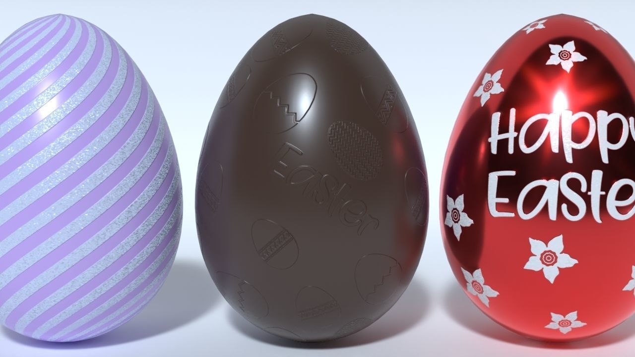 Easter Eggs 11 Different Designs  Low-poly 3D model_14