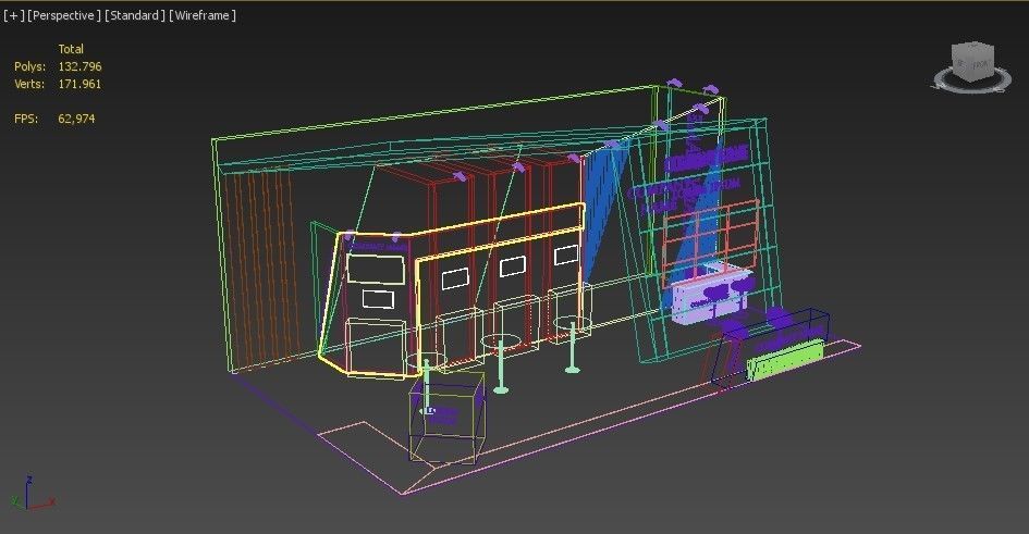 Booth Exhibition Stand Stall 6x12m Height 500 cm 3 Side Open 3D model_5