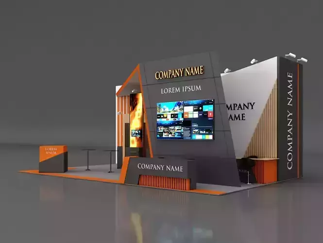 Booth Exhibition Stand Stall 6x12m Height 500 cm 3 Side Open 3D model