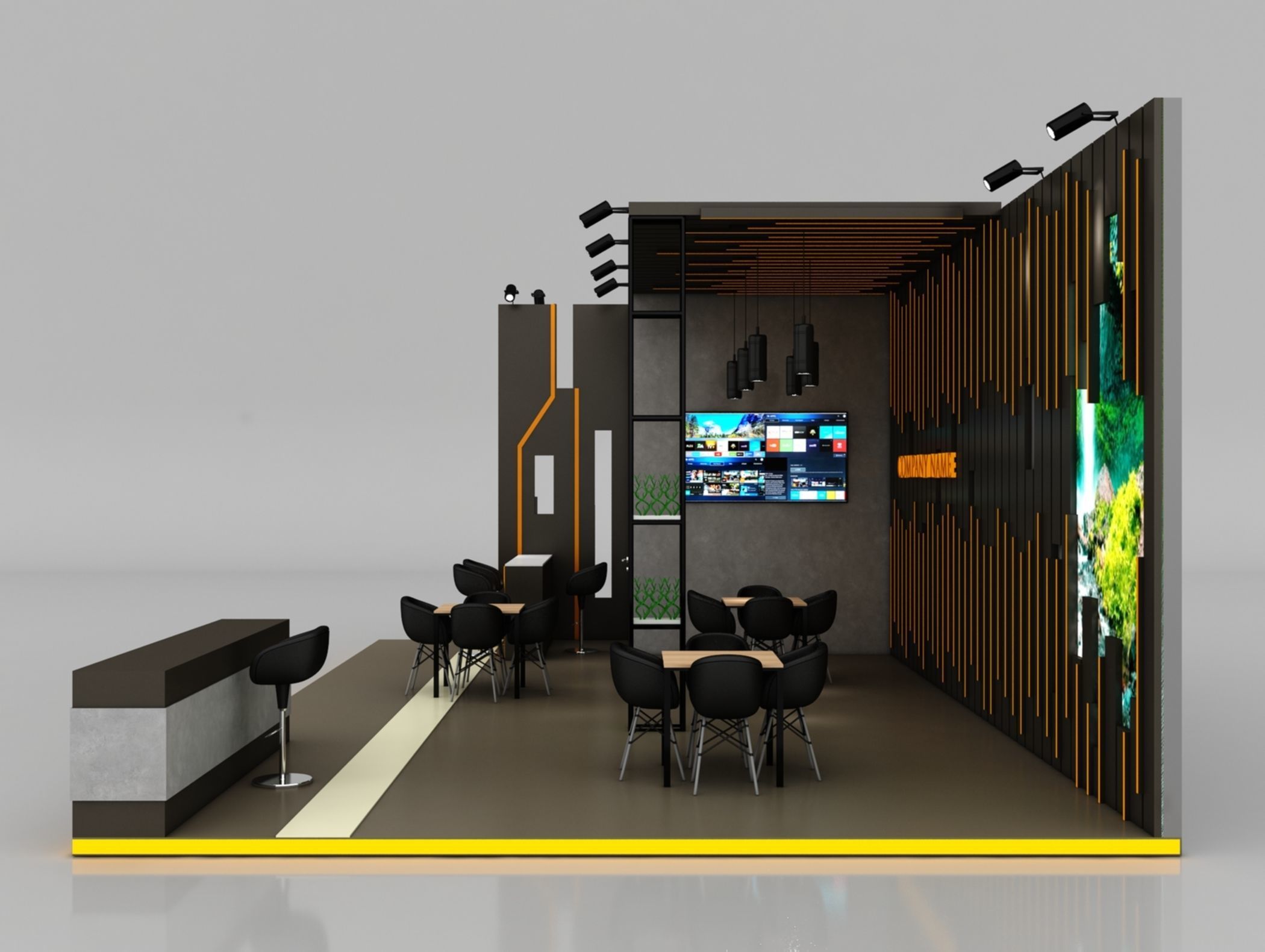 Booth Exhibition Stand Stall 6x10m Height 400 cm 3 Side Open 3D model_5