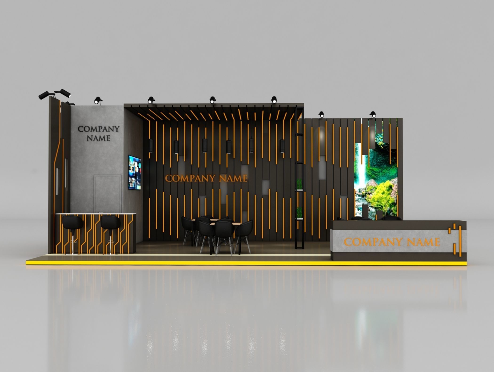 Booth Exhibition Stand Stall 6x10m Height 400 cm 3 Side Open 3D model_4