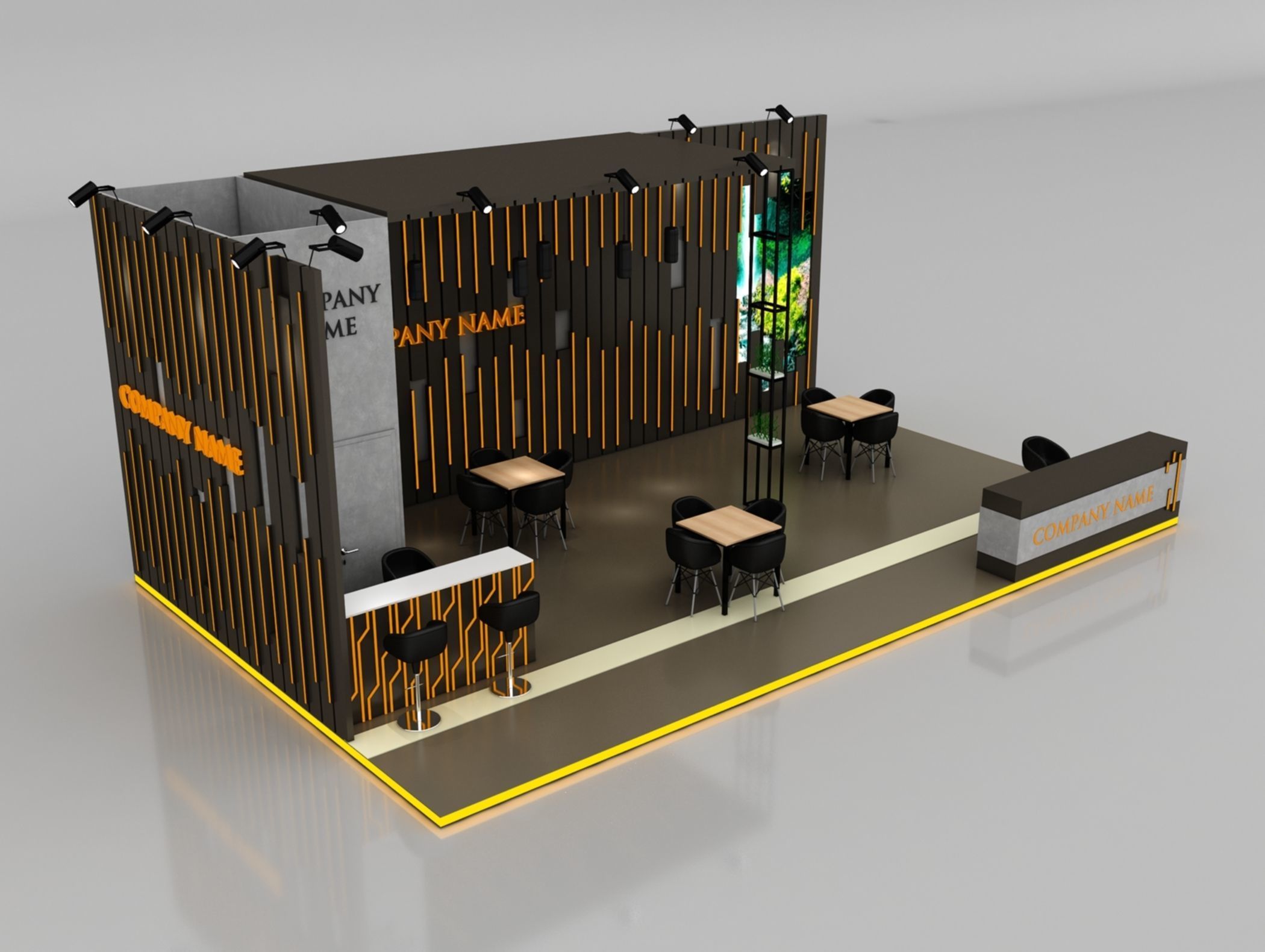 Booth Exhibition Stand Stall 6x10m Height 400 cm 3 Side Open 3D model_3