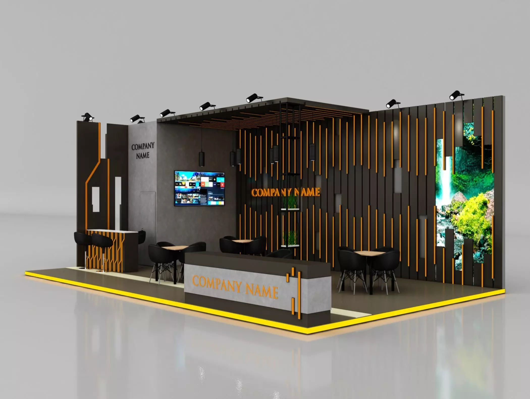 Booth Exhibition Stand Stall 6x10m Height 400 cm 3 Side Open 3D model_0