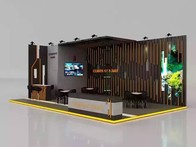 Booth Exhibition Stand Stall 6x10m Height 400 cm 3 Side Open 3D model