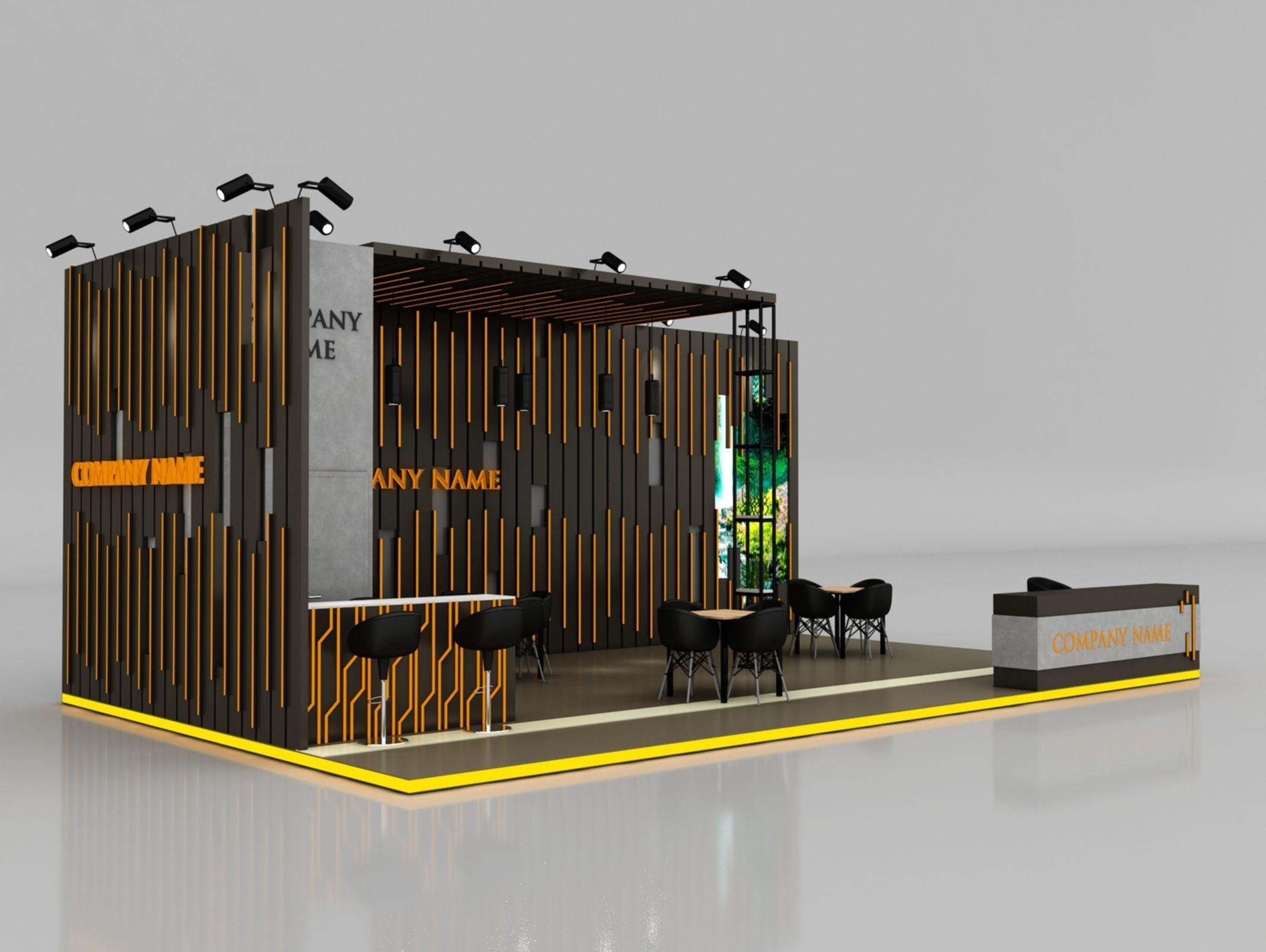 Booth Exhibition Stand Stall 6x10m Height 400 cm 3 Side Open 3D model_2